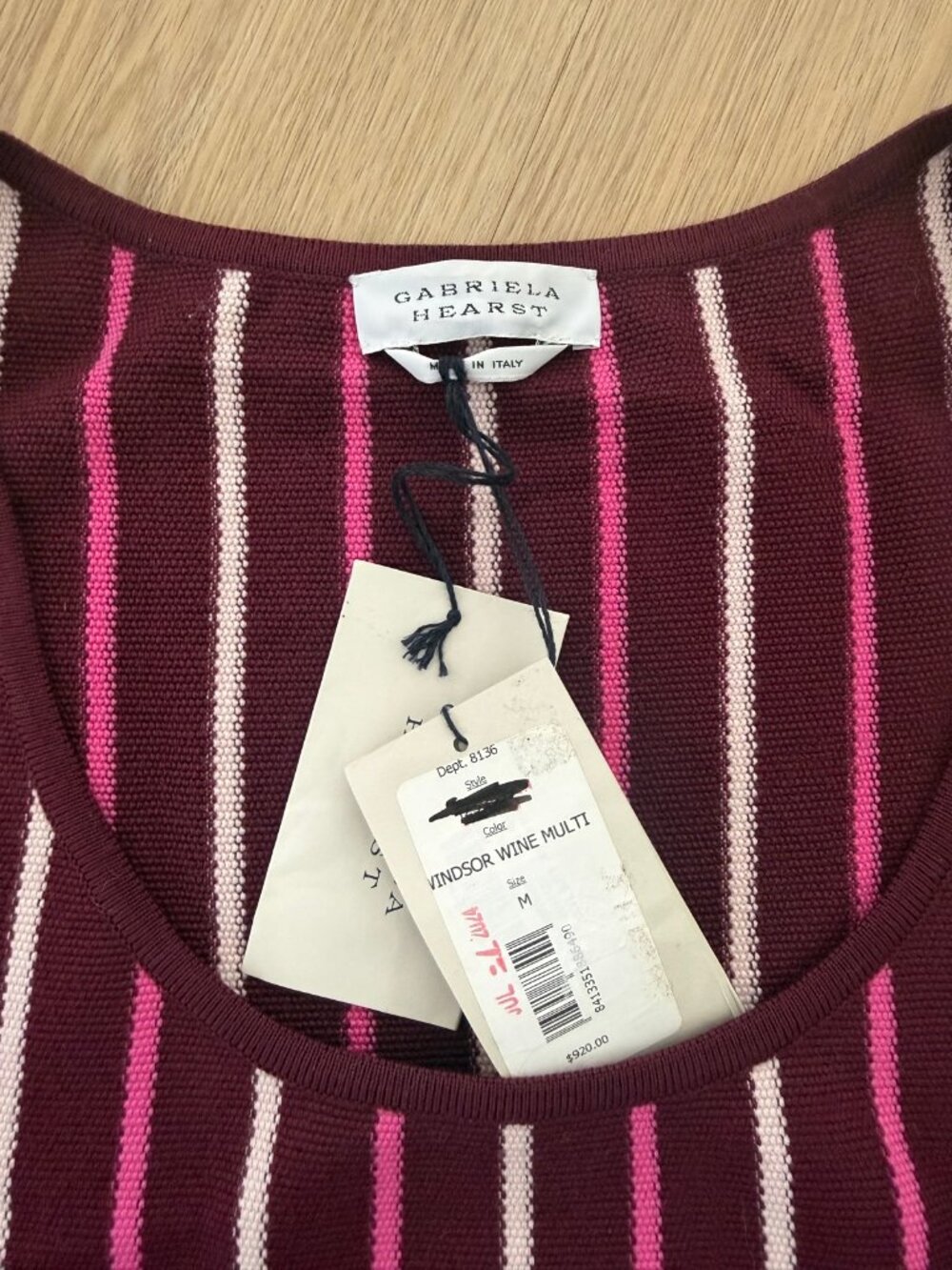 Gabriela Hearst Striped Knit Tank Top Windsor Wine Multi Size M NWT - Picture 4 of 4